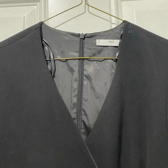 MNG MANGO Women's Black Capiz Button Wrap Dress EUR S USA 4 back zip S - Picture 4 of 10